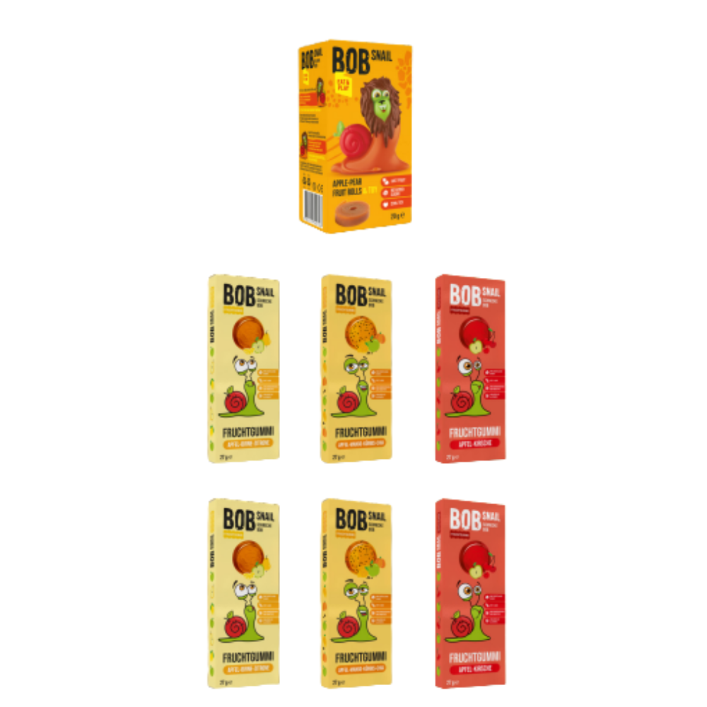 Bob Snail Display 5 - Fruchtgummi 27g + Eat&Play 20g