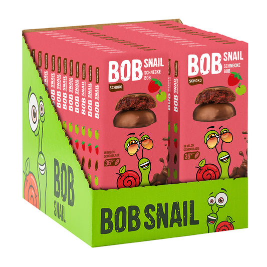 Bob Snail Schoko Fruchtcrush Vollmilch Apfel-Erdbeere 24x30g