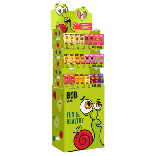 Bob Snail Display 1 - Mix - Fruchtrollen 30g, Fruchtcrush 30g, Fruchtgummi 27g