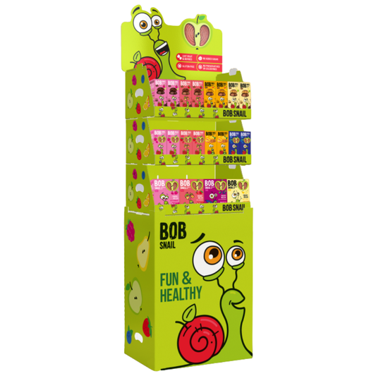 Bob Snail Display 6 - Fruchtrollen 30g, Fruchtcrush 30g, Fruchtrollen 60g